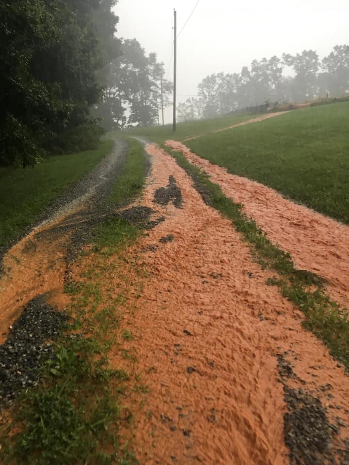 Iron Ridge Rd Franklin Co July 31, 2019. Notice runoff from MVP construction right-of-way in opper right quadrant